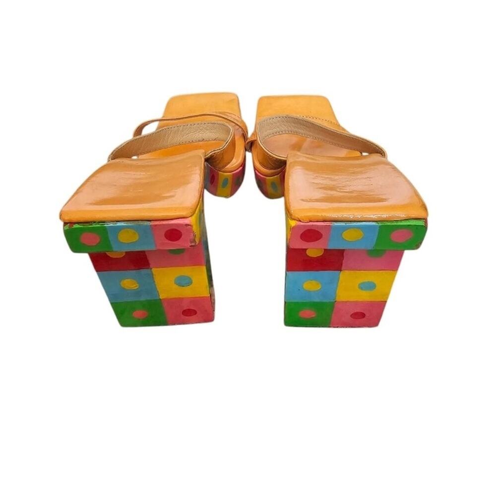 FENDI 90s Colorful rainbow Women's Block Heel Sandals 8.5 - Picture 11 of 12